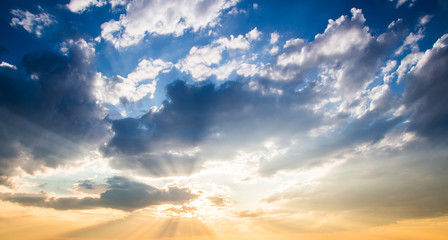 colorful dramatic sky with cloud at sunset