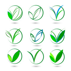 Obraz premium V letter or check mark, verification Eco logo