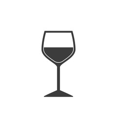 Wine glass icon in flat style on white background