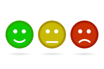 Smileys flat style on a yellow background