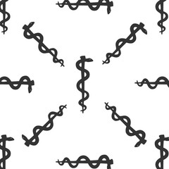 Obraz premium Rod of Asclepius Snake Coiled Up Silhouette