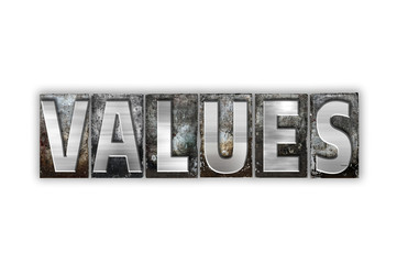 Values Concept Isolated Metal Letterpress Type