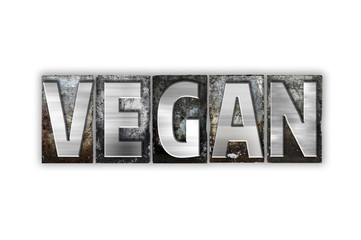 Vegan Concept Isolated Metal Letterpress Type