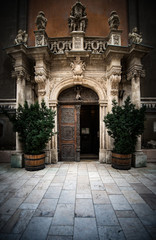 Fototapeta na wymiar Church entrance in Budapest, Europe.