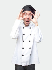 Shocked chef with observe gesture