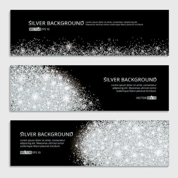 Silver banner glitter background