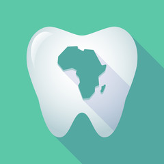 long shadow tooth icon with  a map of the african continent