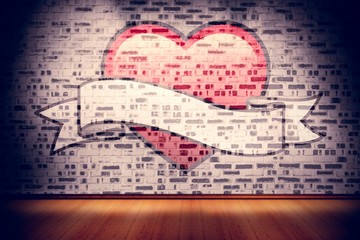 Composite image of heart with scroll