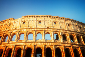 Colosseum at sunset in Rome, Italy