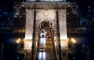 Chain bridge in Budapest, Hungary, Europe.