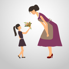 Happy women's day. 8 march. 12 may. Mothers day. mother with daughter. Vector