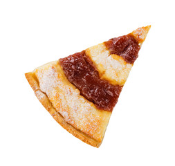 Piece of pie with curd and jam