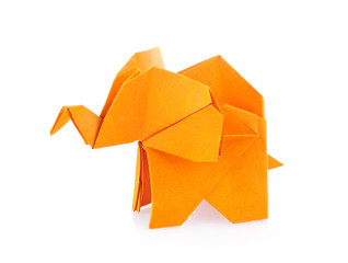 Orange elephant of origami - obrazy, fototapety, plakaty
