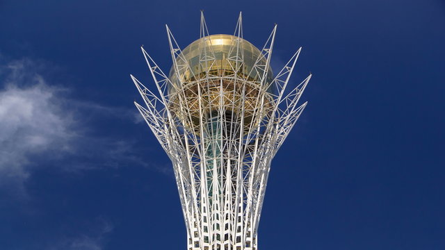 Bayterek timelapse is a monument and observation tower in Astana.  Main symbol of city. 