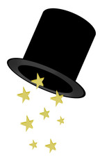 Изолированный Шляпа Черный Магический Цилиндр 