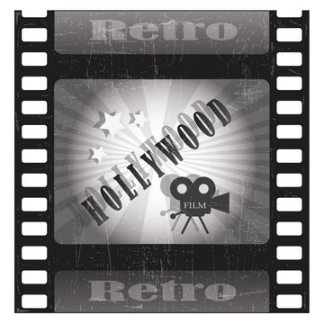 Hollywood Movies.Old film strip.Vector illustration.