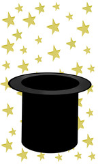 Изолированный Шляпа Цилиндр Звезды Волшебный