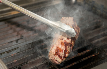 Tenderloin steak on grill