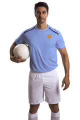 Argentine soccer player on white background