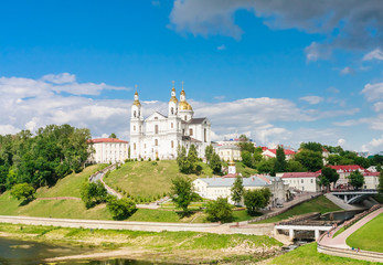Fototapeta na wymiar Holy Assumption Cathedral of the Assumption on the hill and the