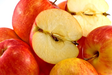 Red apples on a white background