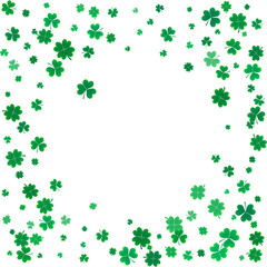 St. Patricks day background with flying clovers.