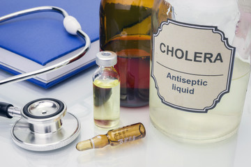 Sample of cholera in laboratory, concept of health - obrazy, fototapety, plakaty