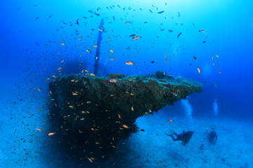 Fototapeta na wymiar Fesdu shipwreck in the indian ocean