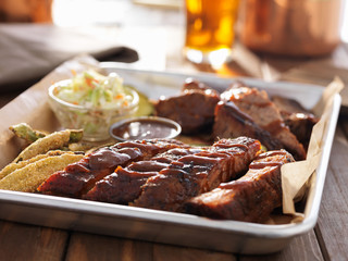 barbecue platter with ribs and brisket