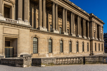 View of Louvre Museum from Place du Louvre. Paris. France.