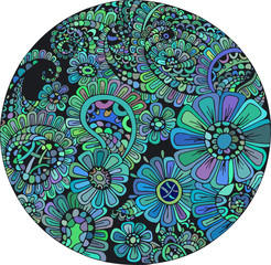 Stylized floral abstract floral wave ornaments