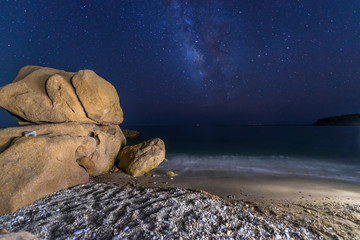 Rocks like natural sculptures at Fragkokastelo during night, Cre