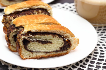 pieces of poppy rolls, sweet bun