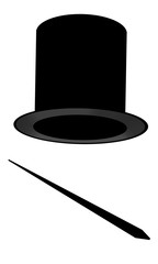 Изолированный Шляпа Цилиндр Черный Волшебный Палочка