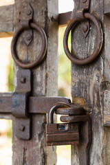 old wooden lattice on the gates