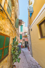 Old buildings in the traditional city of Chania in Crete, Greece