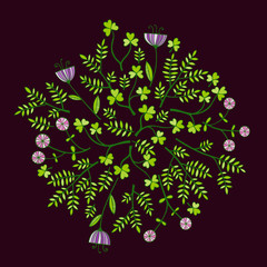 Beautiful Flowers set. Vector Illustration.