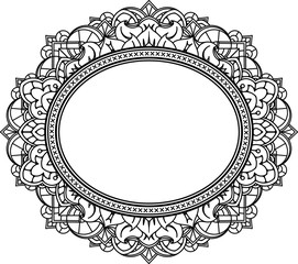 Rich decorated oval frame pattern. Vector decorative background