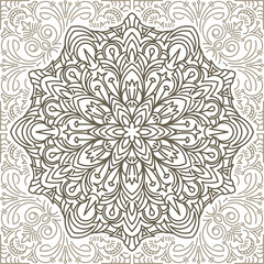 Doodle flower eamless pattern in brown tones. Vector decorative