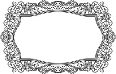 Obraz premium Abstract vector black square lace design in mono line style - ma