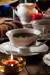 High tea set with dessert