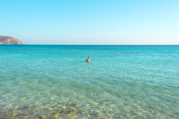 Crystal clear blue water in south Crete, Greece