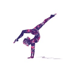 abstract silhouette of girl who practice gymnastics 