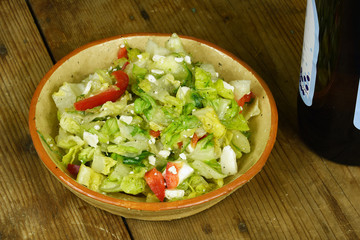 Vegetables salad with health drink water