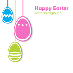 Easter background with three colorful Easter Eggs. Vector illustration.