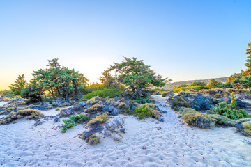 Amazing sunset at Kedrodasos beach in Crete, Greece