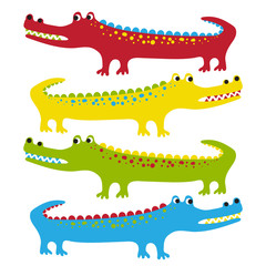 Set of cute cartoon crocodiles