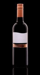 Wine bottle with blank white label