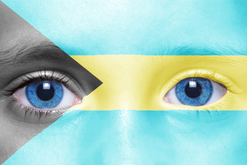 human's face with bahamas flag