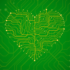 Valentine's background with circuit board on heart shape